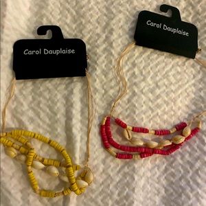 Yellow Seashell triple strand beaded necklace